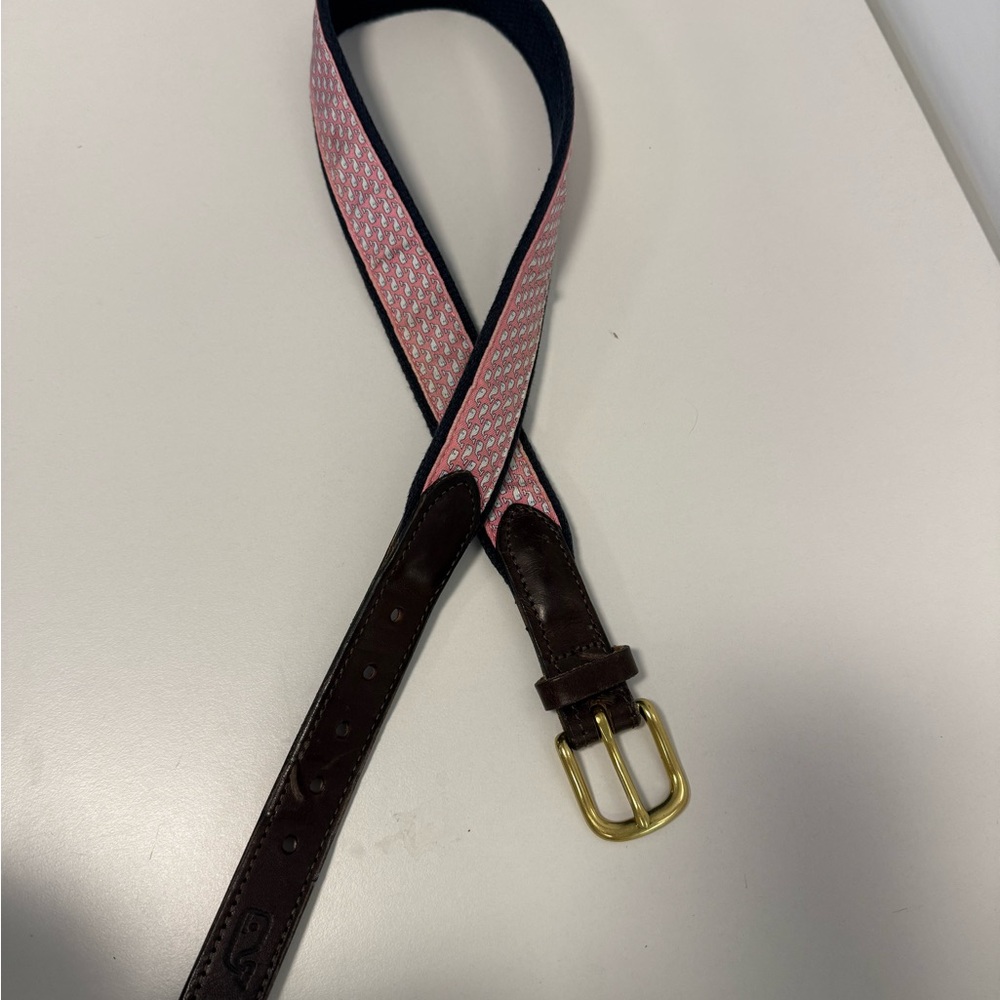 Vineyard Vines Pink Whale Print Belt